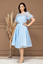 Sequin Sequin Balloon Collar Midi Dress - Baby Blue - 5