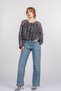 Women's Summer Black Elastic Waist Round Neck Chiffon Blouse Stylish Casual 70060