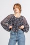 Women's Summer Black Elastic Waist Round Neck Chiffon Blouse Stylish Casual 70060 - 2