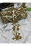 Gold Bead Embroidered Lace with Embroidery Details (1 Meter)