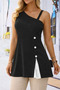 Women's Single Shoulder Strap Striped Buttoned Summer Viscose Blouse - 3