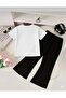 Girls' Black Bow Tie T-Shirt Spanish Pantalon Set - 2
