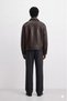Zra model boxy fit old money culture four seasons trend men's leather jacket coat - 3