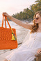 Bohemian Orange Hand Knitted Women's Shoulder Bag – Summer Large Size Handmade Bag - 5