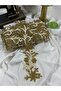 Gold Bead Embroidered Lace with Embroidery Details (1 Meter) - 4