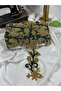 Gold Bead Embroidered Lace with Embroidery Details (1 Meter)