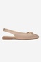 Zelvia Beige Satin Bow Open Back Women's Ballerina Shoes - 4