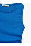 Bürümcük Fabric Textured Slim Fit Sleeveless Crew Neck Cobalt Tank Top - 5