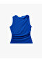 Crepe Scuba Fabric Draped Asymmetrical Knot Detailed Sleeveless Blouse - 4