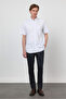 White-Blue Buttoned Collar Short Sleeve Pocket Comfort Fit Cotton Shirt 1004260185 - 2