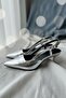Margaret Silver Women's (3 cm Heeled) Pointed Toe Short Kitten Heel Shoes - 5