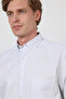 White-Navy Blue Buttoned Collar Short Sleeve Pocketed Comfort Fit Cotton Shirt 1004260183 - 4