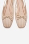 Zelvia Beige Satin Bow Open Back Women's Ballerina Shoes - 2