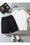 T-Shirt Shorts - T-Shirt with Shorts, Printed Crew Neck Top and Bottom Set - 2
