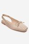 Zelvia Beige Satin Bow Open Back Women's Ballerina Shoes - 3