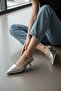 Margaret Silver Women's (3 cm Heeled) Pointed Toe Short Kitten Heel Shoes - 2