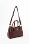 Burgundy Women's Faux Leather Hand and Shoulder Bag with Gold Buckle