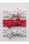 Baby Girl 3-Piece Ribbed Bow Bandana Set - Red-White - 2