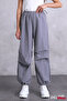 Pleated Jogger Parachute Pants with Elastic Waist and Cuffs and Stopper - 4