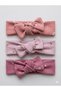Baby Girl 3-Piece Ribbed Bow Bandana Set - Dusty Rose - 3