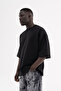 Men's Ethnic Embroidered Double Face Oversize T-Shirt Black - 2