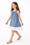 Girl's 100% Cotton Denim Fabric Floral Patterned Strappy Summer Dress - 3