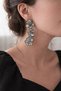 Black and White Flower Detailed Long Earrings |   Elegant and Stylish Evening Dress Earrings