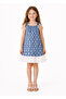Girl's 100% Cotton Denim Fabric Floral Patterned Strappy Summer Dress