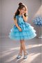 Girl's Tulle Evening Dress Party and Birthday Dress with Skirt in Turquoise Color - 2