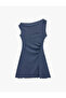 Bürümcük Sleeveless Boat Neck Gathered Asymmetrical Mini Dress - 4