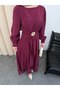 Women's Brooch Detailed Dress-Hijab Dress - 3