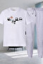 Panda Print Top and Bottom Tracksuit Set Oversize Crew Neck
