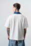 Men's Origin Embroidered Polo Collar Regular Fit T-Shirt Ecru - 3