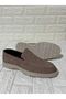 Beige Nubuck Leather Men's Loafer Shoes - 6