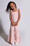 Girls' Light Pink Strappy Blouse with Flawed Pants Summer Set - 2