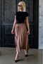 Camel Pleated Midi Length Women's Skirt Sh374 - 3