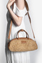 Women's Hand Knitted Double Zipper Closure Hand and Shoulder Bag Gizela Taba Wicker