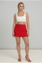 Red Women's Oysho Fabric Super Mini Knitted Flared Skirt with Shorts - 4