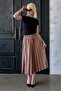 Camel Pleated Midi Length Women's Skirt Sh374