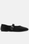 Women's Ballerina Buckle Straw Weave Look Flat Sole Stylish Shoes