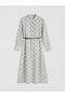 Lcwaikiki Classic White Shirt Collar Plaid Waist Belted Dress - 4