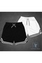 2in1 Black and White Combed Cotton Shorts Sports Bermuda Stripe 2-Piece Basketball Football Fitness Training Shorts