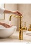 Shiny Gold Retro Bowl Sink Fixture Gold Golden High Model Bathroom Fixture Special Design - 3