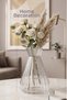 Modern Striped Glass Vase 22 cm – Transparent Decorative Flower Holder, Minimalist Design Table & Living Room Vase