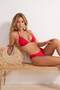 Red Draped Chlorine & Water Resistant Long-Lasting Lycra ®   Xtra Life Bikini Bottom Tbess26Ba00016