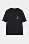 Black Oversize/Wide Cut Puffy Printed 100% Cotton T-Shirt Tmnss26Ts00058 - 4