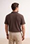 Brown Regular/Normal Cut Textured Polo Neck T-Shirt Tmnss26Po00005 - 3