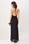 Siyah-Çok Renkli Çiçekli Shift/Düz Kesim Maxi Örme Abiye & Mezuniyet Elbisesi TPRSS26AE00079 - 5