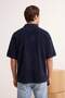 Antrasit Oversize/Geniş Kesim Soluk Efekt %100 Pamuk Polo Yaka T-shirt TMNSS26TS00044 - 4
