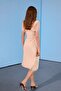 Limited Edition Pudra Bodycon Havuz Yaka Balon Kol Kısa Kollu Dantel Örme Elbise TWOSS26EL00409 - 5